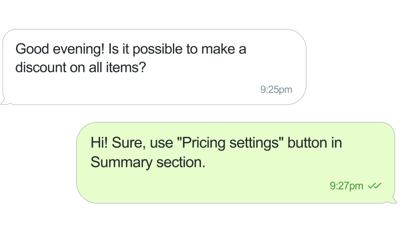 Caiter support by email for catering companies